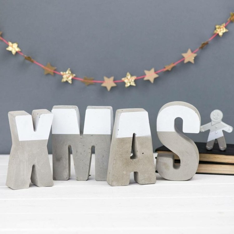 Betónová dekorácia na Vianoce vyrobí návod na výrobu nápadov