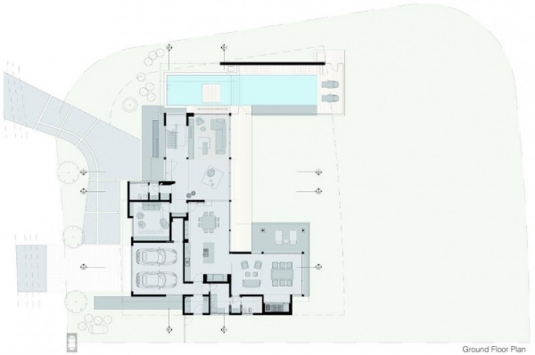 Betónová chata s bazénom a architektúrou v Argentíne
