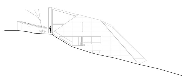 napätá architektúra sieťového domu na náčrte svahu napätá architektúra sieťový dom svah terénna skica