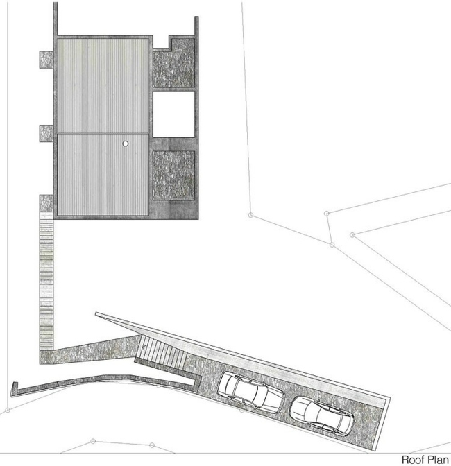 Náčrt budovy, distribúcia miestnosti, pohľad vyššie