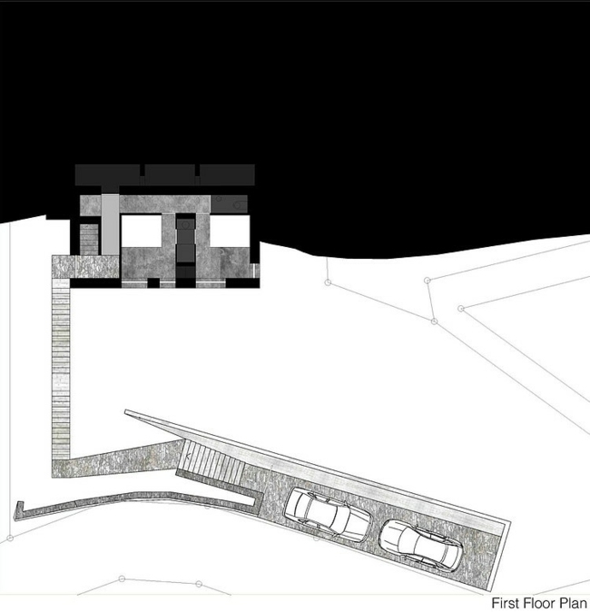 Bočný pohľad na detaily náčrtu budovy