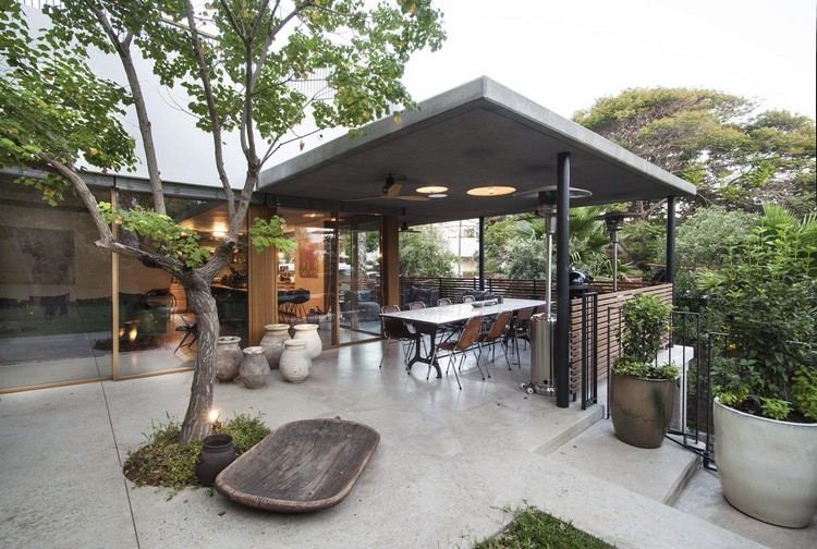 strom veranda moderné osvetlenie betónového baldachýnu