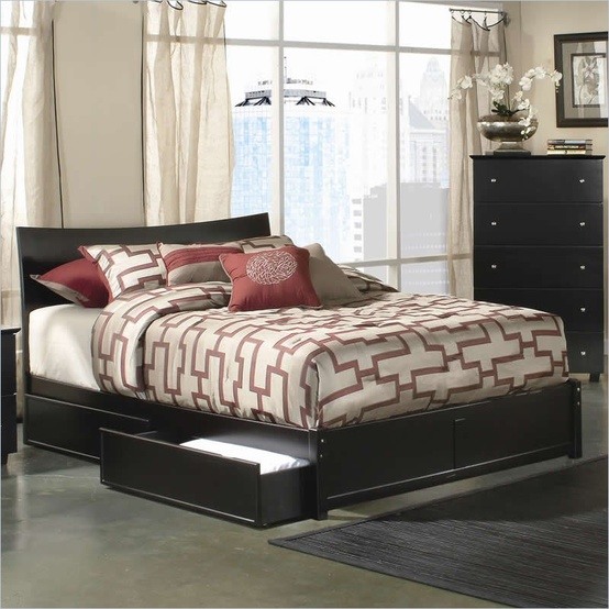 Posteľ s úložným boxom z tmavého dreva Bed-with-bed-box-dark-wood