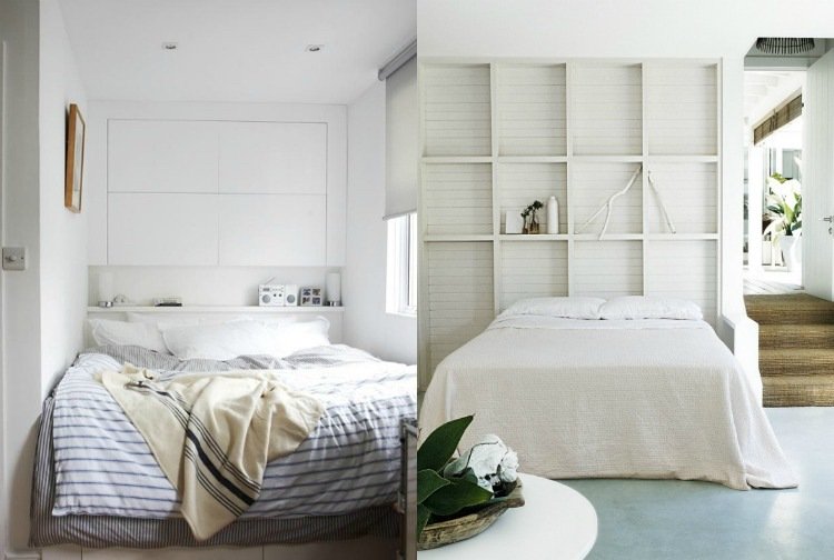 Tehlová posteľ s policami integrovanými do steny vstavaná skriňa-posteľ-polica-úložný-sklad-drevo-tehla