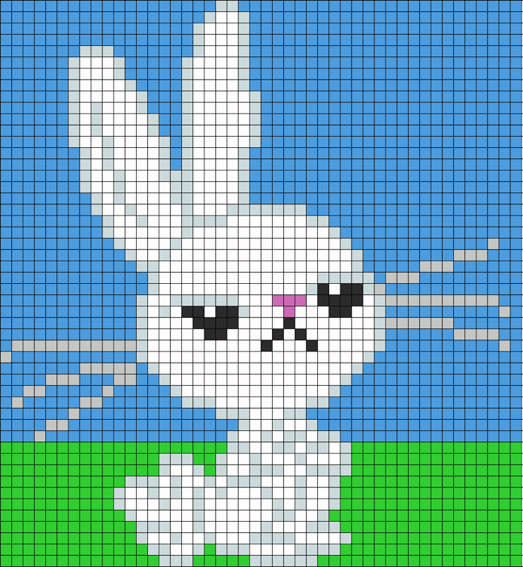 nažehľovacie korálky-šablóny-tlač-králik-biely