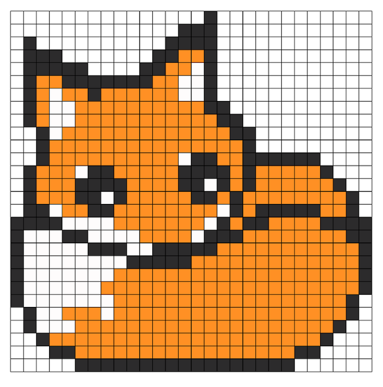 železné korálky-šablóny-tlač-zviera-líška