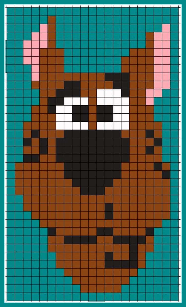 železné korálky-šablóny-tlač-scooby-doo-pes