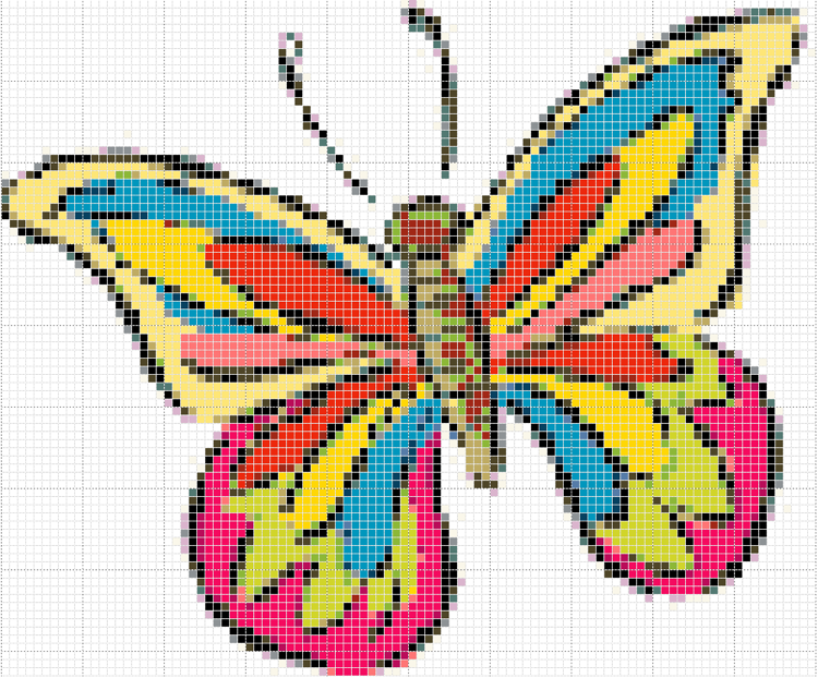 železné korálkové šablóny-tlač-motýľ-farebné