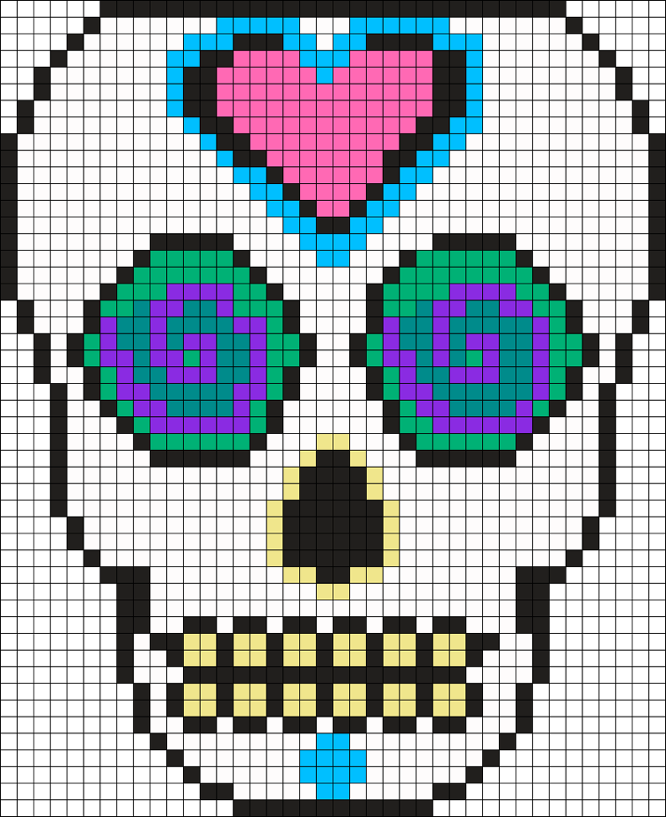 šablóny železných korálkov-tlač-lebka-mexičan