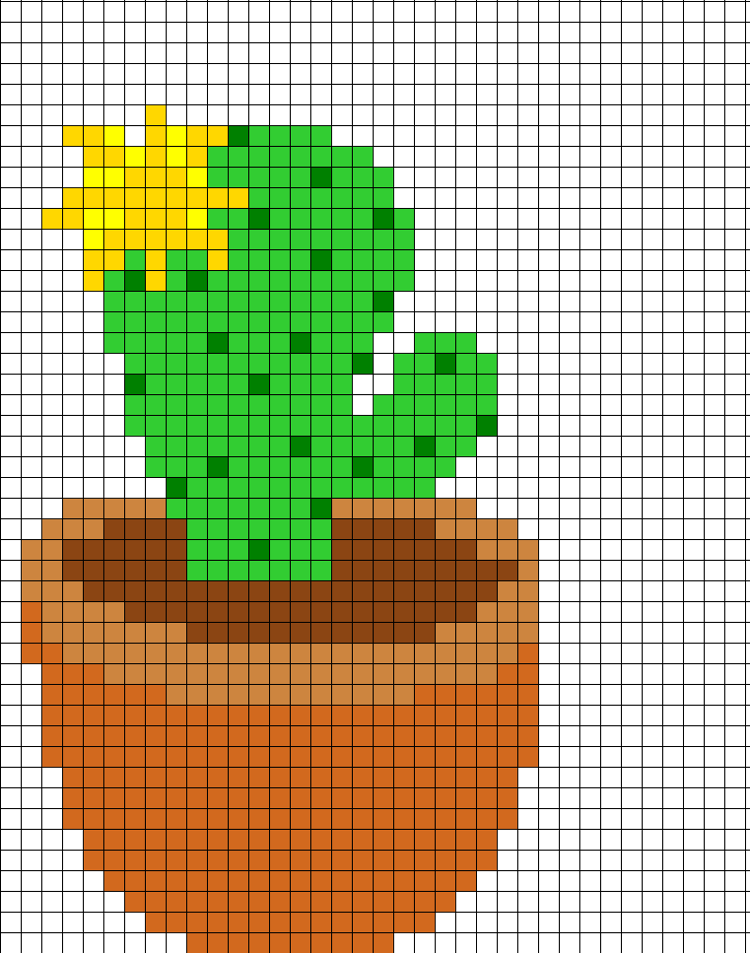 šablóny železných korálkov-tlač-kaktus