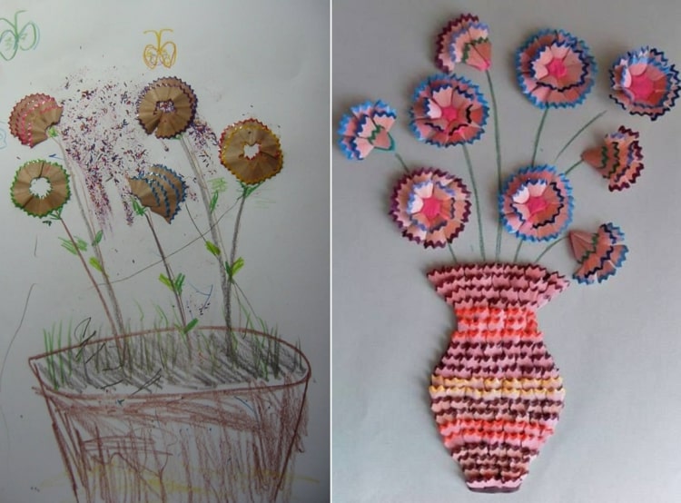 Vázy a kvety vyrobené z hoblín ako darček pre babičku alebo mamu