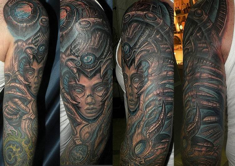 biomechanika-tetovanie-celá-paže-tvár-žena