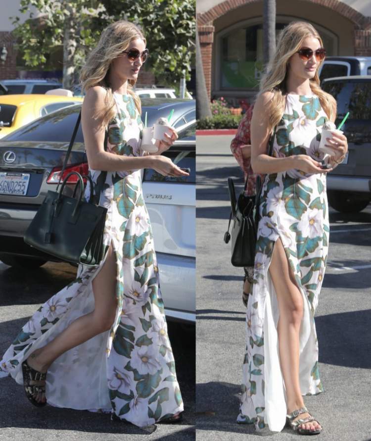 birkenstock outfity maxi šaty štrbinové potlače kvetov