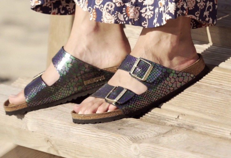 birkenstock outfity sandále vzor s potlačou kvetov