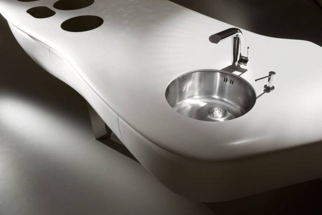 Kuchyňa LEAF od Culimaat High End Kuchyne-nerezový drez okrúhly bio-kuchyňa-LEAF-pútavý drez-nerez-guľatý vstavaný