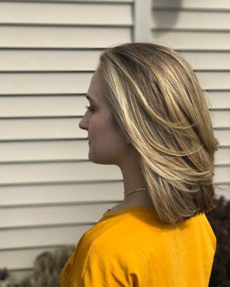 Blond vlasy s prameňmi nápady na krátke vlasy účes ženy účes