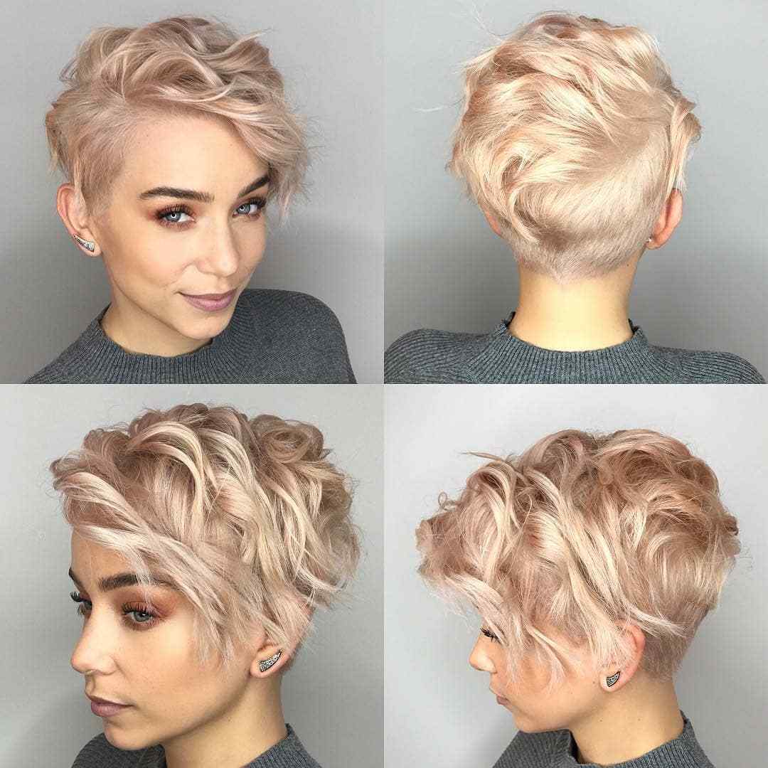 Krátke účesy pre hrubé vlasy blond s ružovým nádychom
