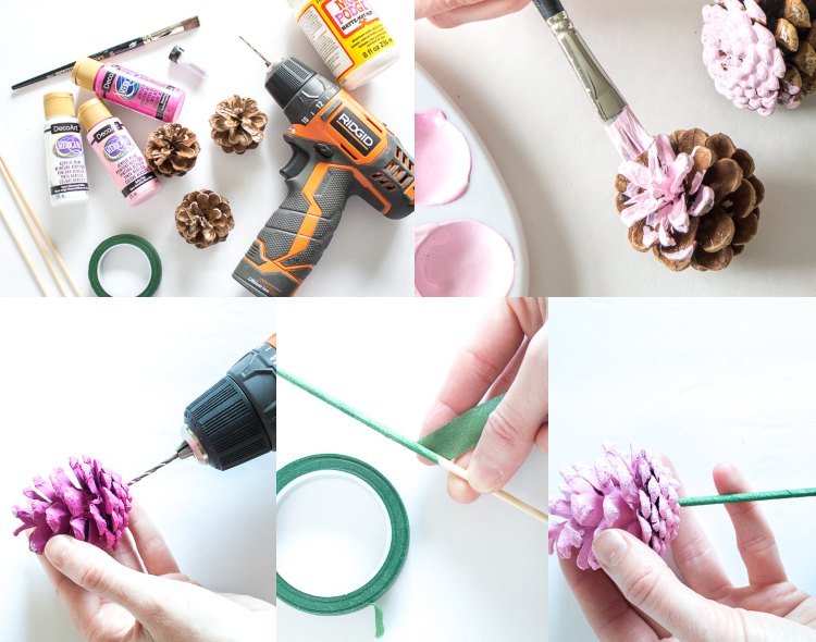 Ako vyrobiť kvety z borovicových šištičiek Pokyny krok za krokom