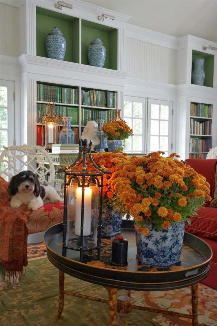 oranžové kvety vo veľkej kytici Akcenty na kvety a domáce doplnky