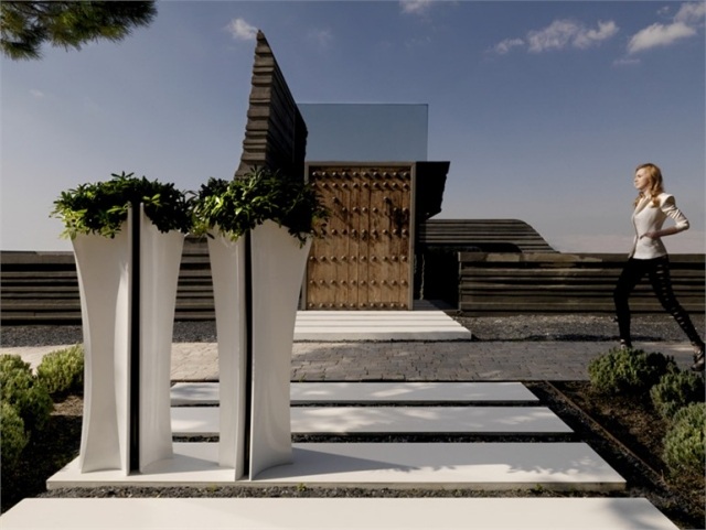 kvety váza nápad nápad žena schody biela nápad žena schody biele čierne zelené rastliny