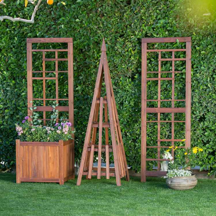 Kvetinový box s mrežou -rastlina-mreže-drevené-verzie-dizajn-záhrada