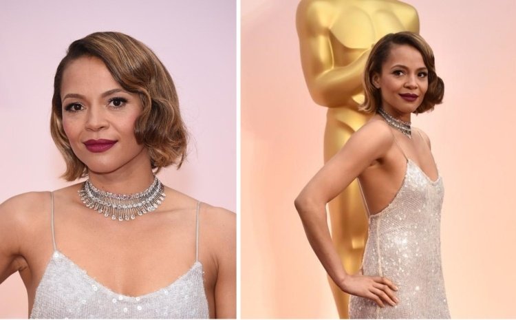 Carmen Ejogo s krátkym bobom a retro vlnami Účesy Bob 2015 -oscary-Carmen-Ejogo-retro-vlny