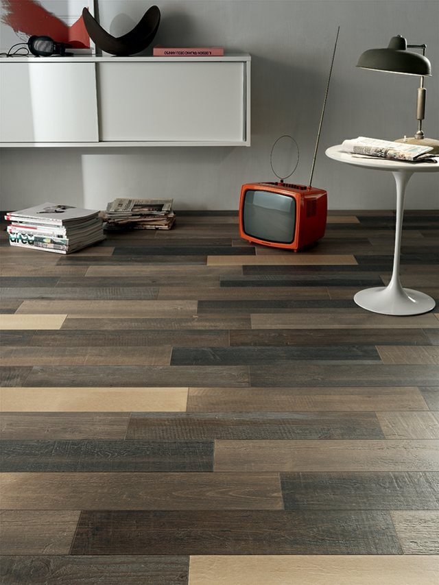 Drevená podlaha v rôznych farbách, doska, retro štýl rôzne farby poschodová podlaha zásuvky v retro štýle