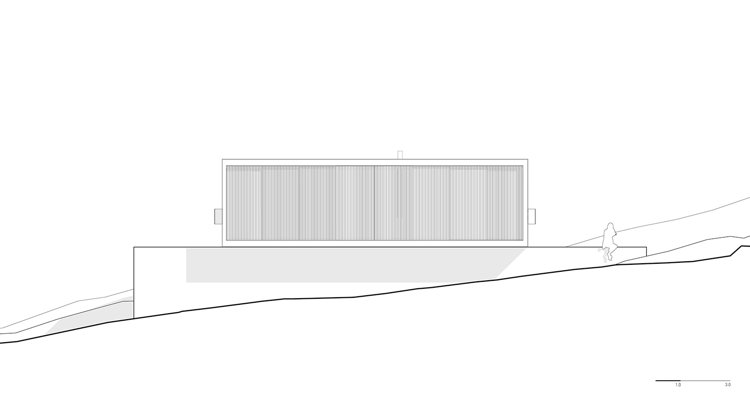 okno od podlahy k stropu pôdorys bočný pohľad na sklon terénu