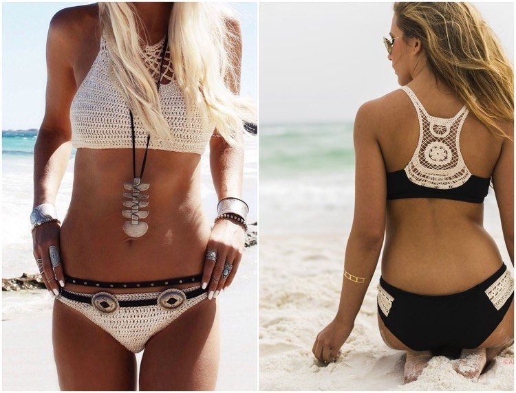 boho bikiny háčkované šperky na opasok