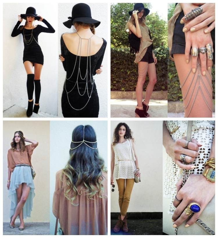 krásne doplnky v boho štýle boho-chic-fashion-coachella-doplnky-klobúčik-retiazkové prstene-veľa-zlaté