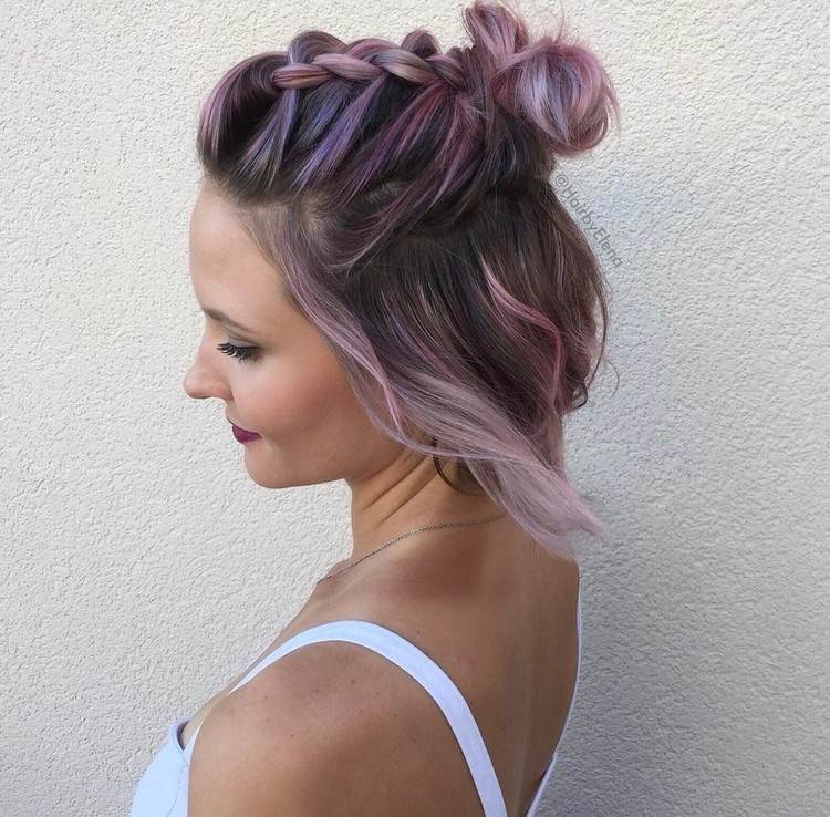 Účes boho účesy fialovej farby na boho