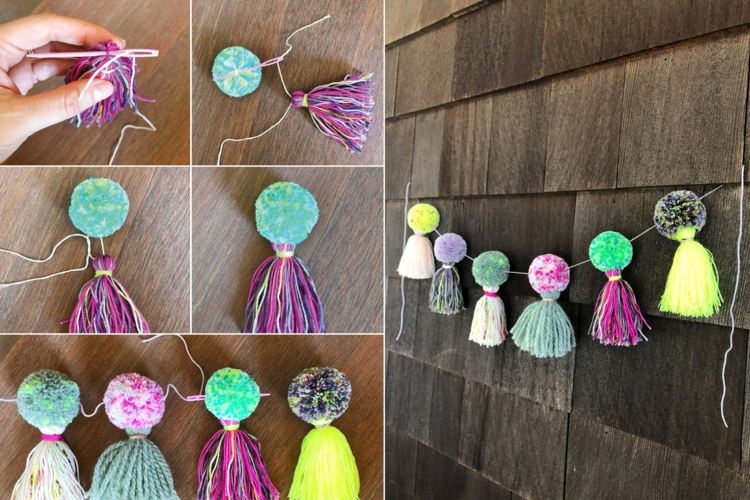 Bobble girlanda so strapcami z vlny - jednoduchý návod na drotárstvo