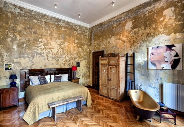 Vintage-wall-look-hotel-en-suite-room-wall-art-obrázky-farby-vypnuté
