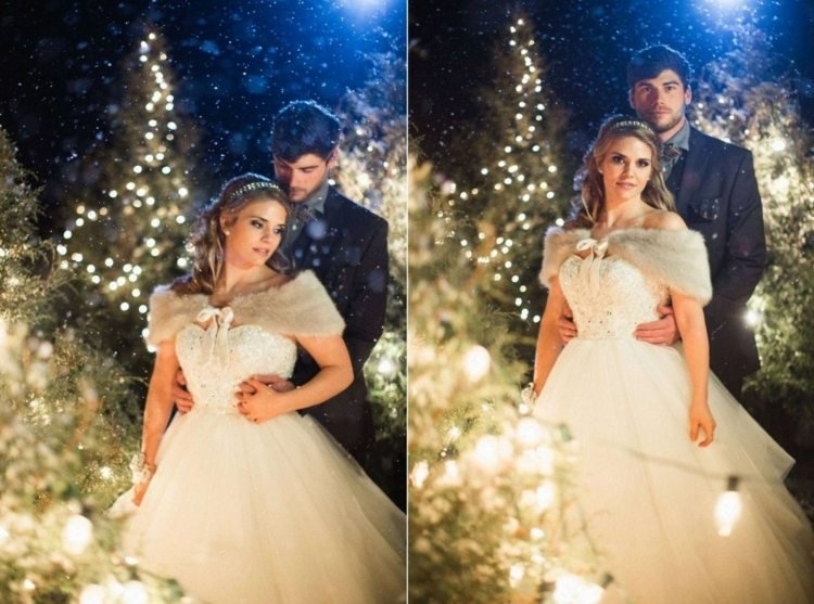 Hod je vyrobený z ľahkej kožušiny nevesta-zábal-svadba-svadobné-šaty-romantické-rozprávkové svetlá-svadobný ženích