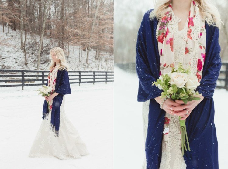 Modrá šatka je kombinovaná s romantickou na krk nevesta-hod-svadba-tmavo-modrá-šatka-nápad-biela-svadobná kytica