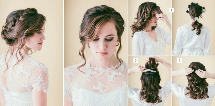 Updo s vrkočom ako prízvuk svadobný účes-vrkoč-vlasy-pripnutie-kutilský styling-svadobný vzhľad