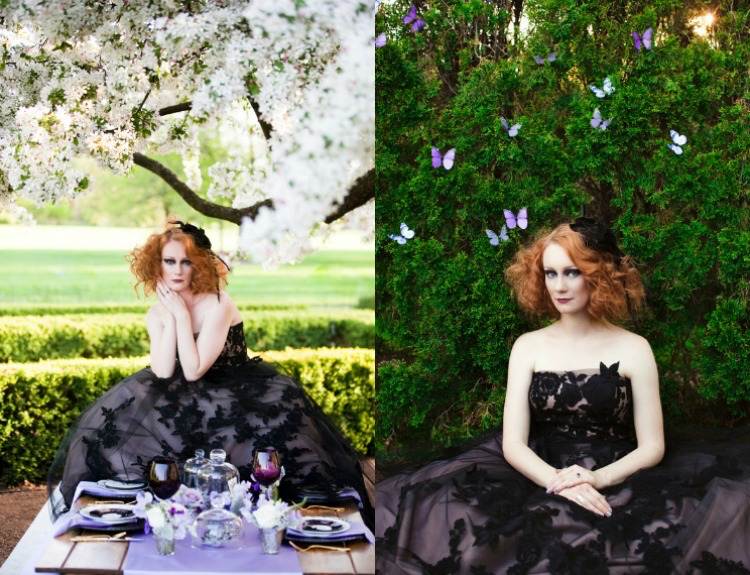 svadobné šaty-čierne-extravagantné-svadobné-móda-gotické-dvojtónové