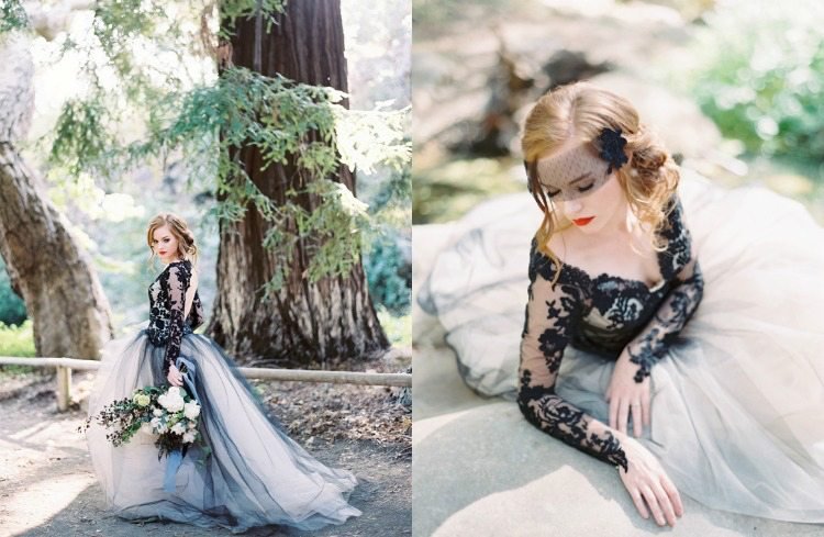 svadobné šaty-čierna-extravagantná-svadobná-móda-biela-sivá-čipka