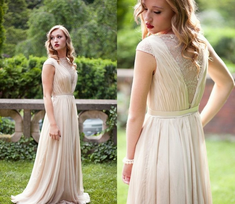 Vintage svadobné šaty s čipkou do oblasti chrbta retro vzhľad svadobných šiat s akcentom v zadnom vintage čipkovanom páse