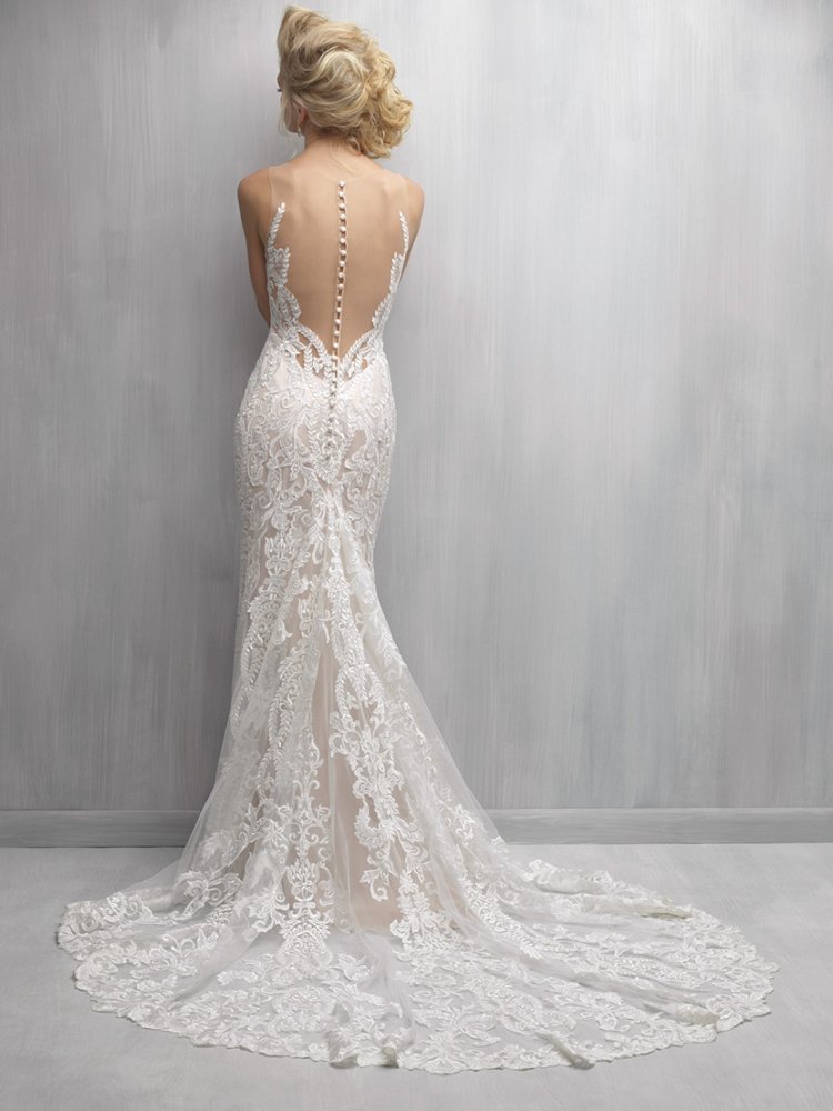 Svadobné šaty pre morskú pannu sieťovaná tkanina s ilúziou a čipkou