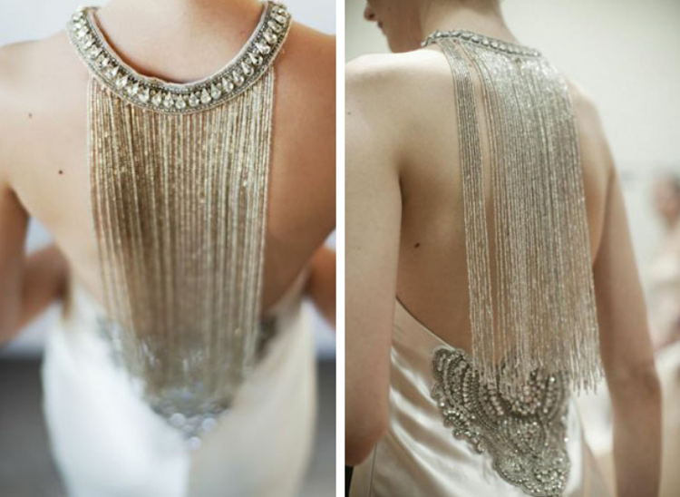 VIntage svadobné šaty, saténová výstužná retiazka s výstužou