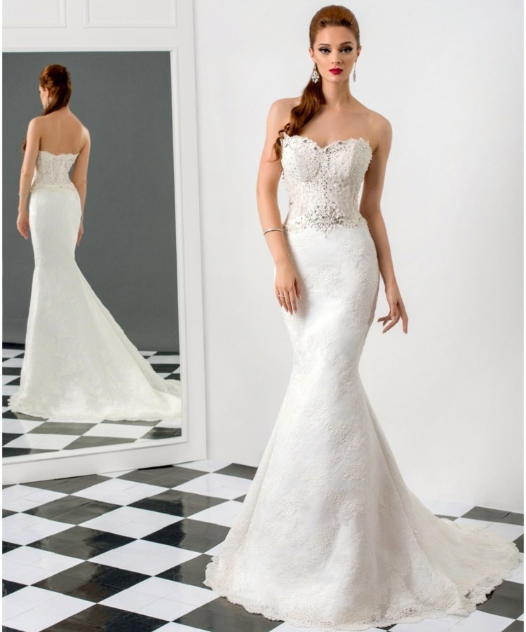 obtiahnuté svadobné šaty morská panna model biela korzetová čipka