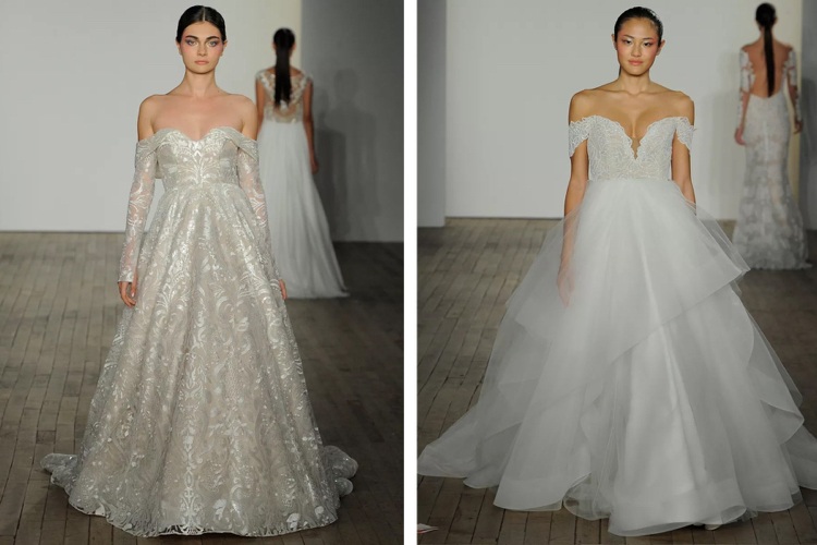 Svadobné šaty 2019 plesové šaty trendy široko umiestnená sukňa