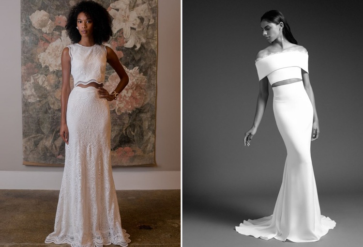 Svadobné šaty 2019 skrátený dvojdielny sukňový živôtik