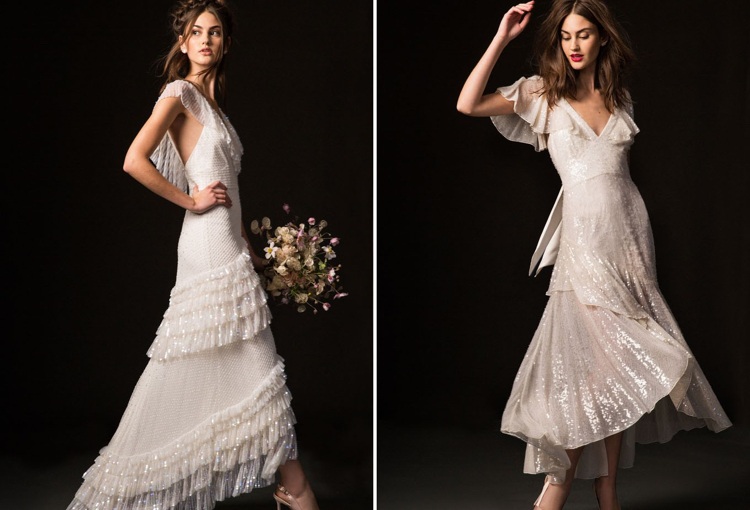 Svadobné šaty 2019 trblietky 20s retro dotyk