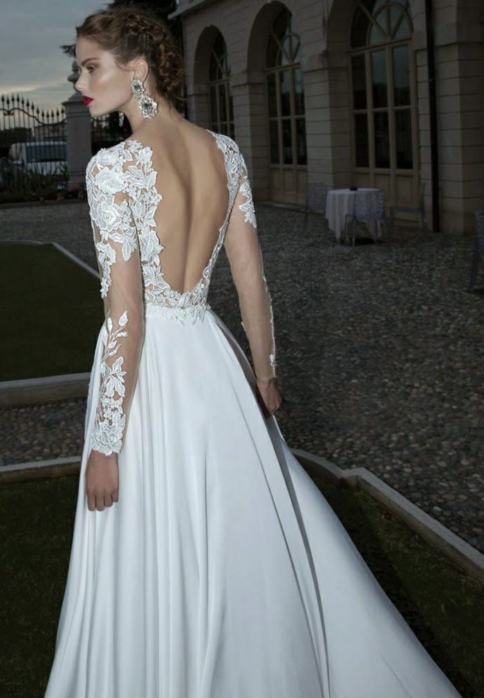 šaty bez chrbta široké s riasením svadobný satén široké šaty zo šifónu a čipky