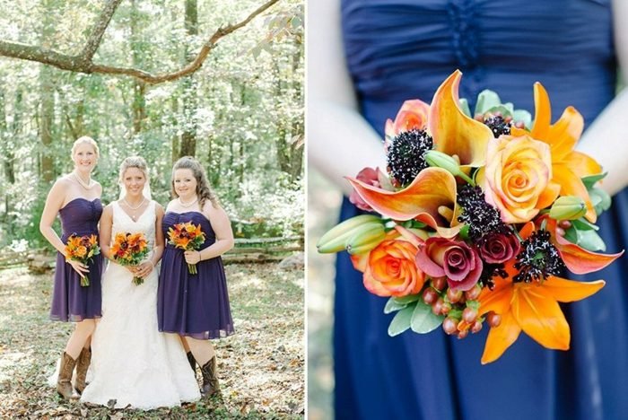 Svadobné šaty pre družičku vo fialovej farbe plánovanie purpurovej šaty pre družičku umiestnenie les