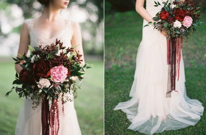 Jesenné svadobné kvety bordová bordová Nápady na luky z bordovej bordovej kvety