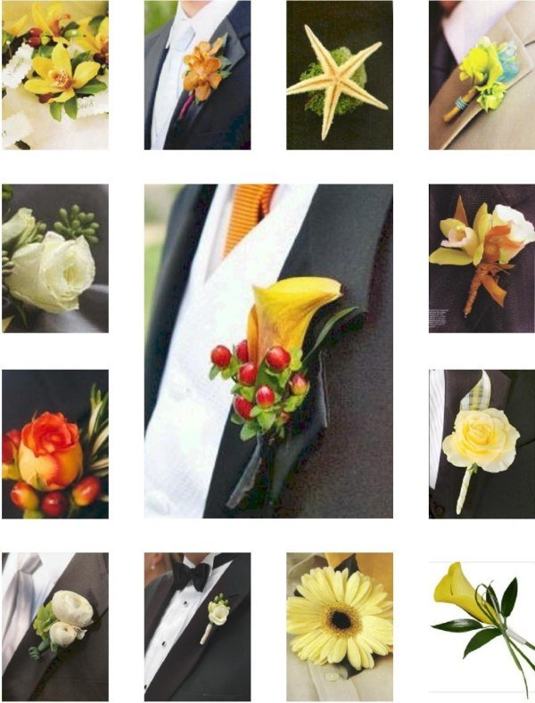 dizajnové oblečenie pre ženícha so žltou klopou