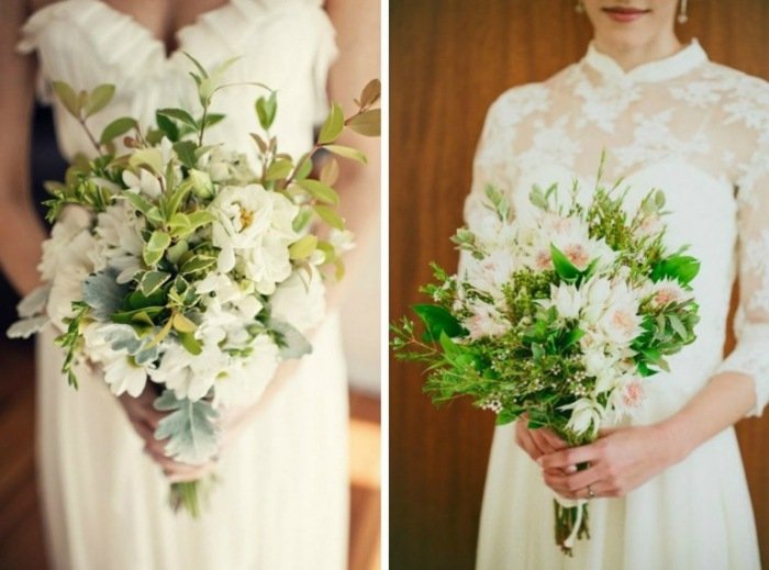 nádherné biele kvety so zelenými vetvami